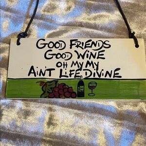 Decorative Wine Sign with Grapes and Bottle